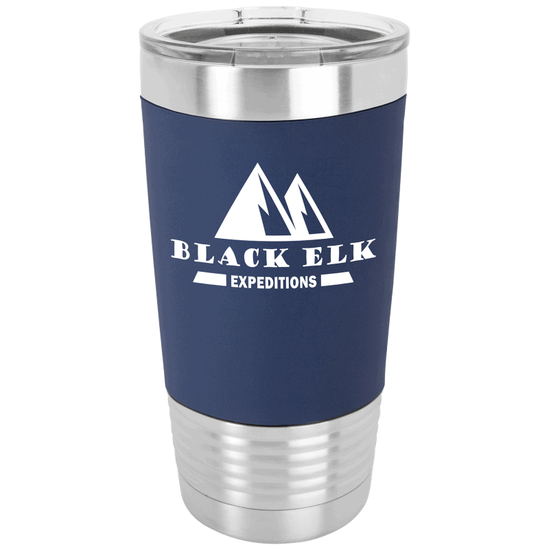Navy Blue White 20 oz Polar Camel Silicone Grip Tumbler with Clear Lid