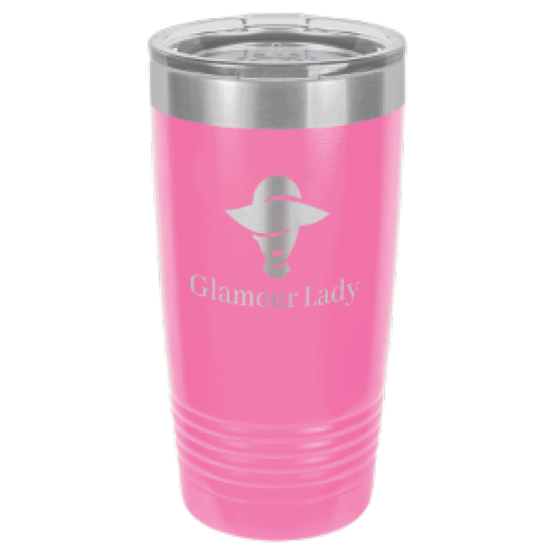 Polar Camel 20 oz Pink Ringneck Vacuum insulated Tumbler with clear lid