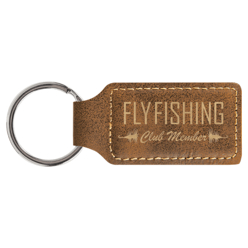 Rustic Gold Leatherette Rectangle Keychain